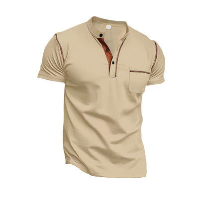 Herren Kurzarm-Shirt mit Kontraststreifen und Brusttasche Modern