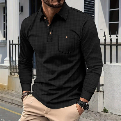 Herren Polohemd Langarm Modern Slim Fit