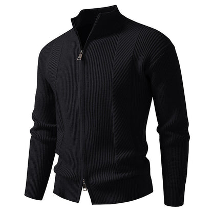 Herren Strickjacke Modern mit Stehkragen und Reißverschluss