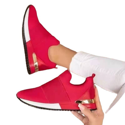 Damen Sneaker Sportlich Slip-On mit Gold Details