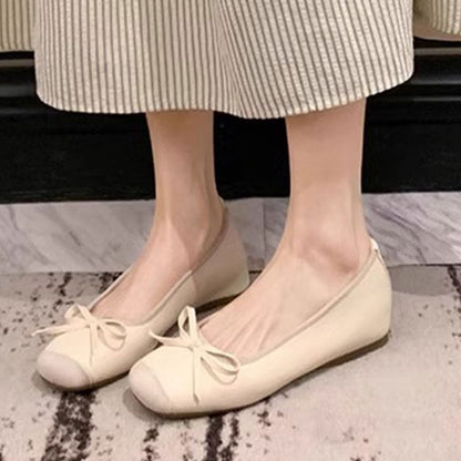 Damen Ballerinas Schimmernde Oberfläche mit Schleife