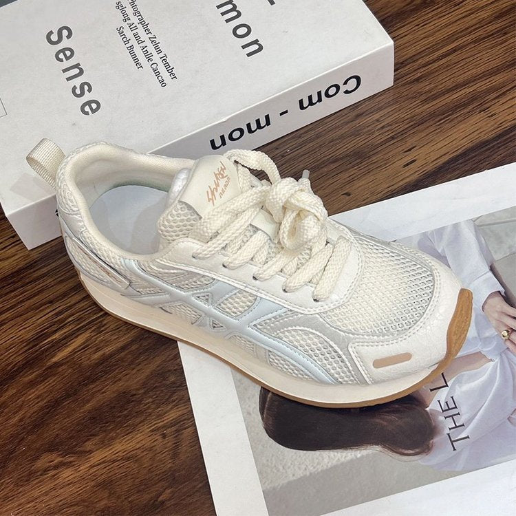 Damen Sneaker Sportlich Atmungsaktiv Metallic