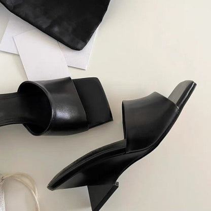 Damen Mules Offen mit Glitzer Obermaterial und Hochem Blockabsatz - BerlinGlamour