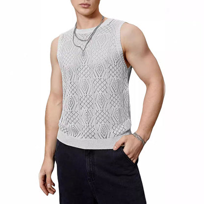 Herren Strickpullover Modernes Lochmuster Trendy