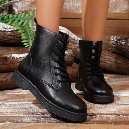 Damen Stiefel Robust Schnürstiefel Winter Warm