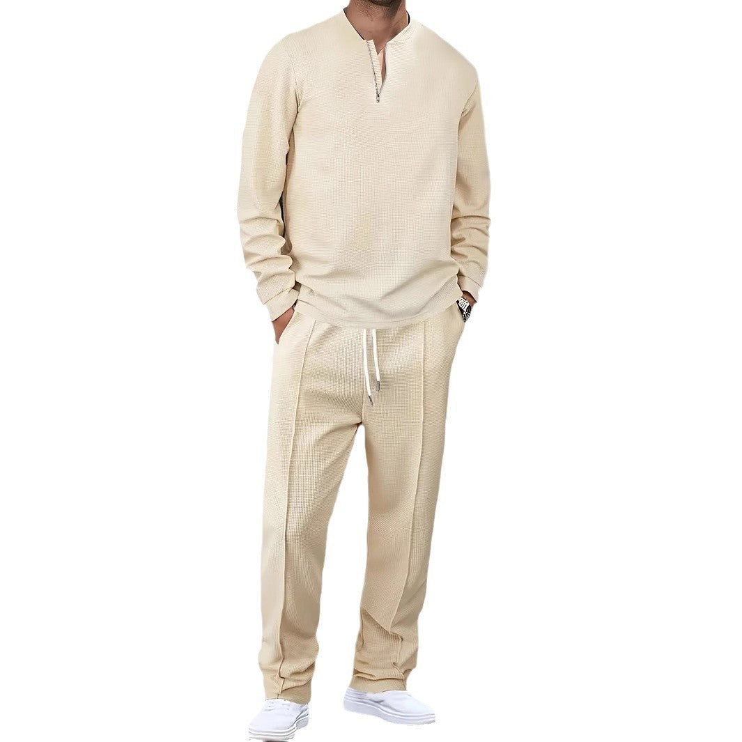 Herren Freizeit-Set mit hohem Kragen und Taschen Casual Style