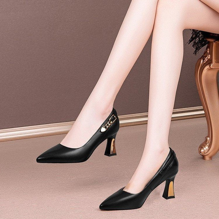 Damen Pumps Hochhackig mit Schnalle und Absatz