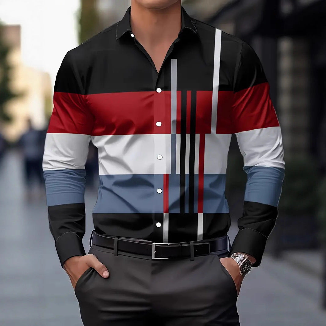 Herren Langarmhemd Modern Blockdesign Trendy - BerlinGlamour