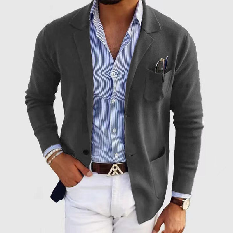 Herren Strickblazer Modern SlimFit schwarz