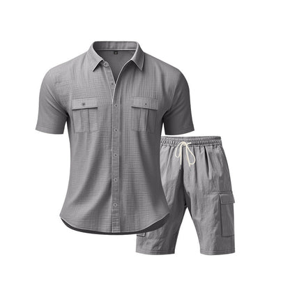 Herren Kurzarm-Shirt-Set Sportlich atmungsaktiv mit Taschen