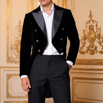 Herren Samt Blazer Elegant mit Glanzrevers Modern - BerlinGlamour