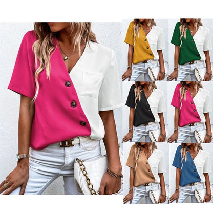 Damen Bluse Modern Asymmetrisch Knöpfe Trendy - BerlinGlamour
