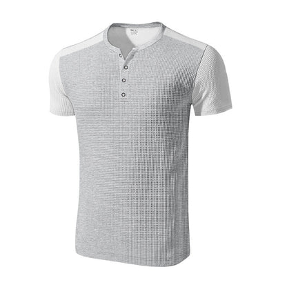 Herren T-Shirt Kurzarm mit Struktur Optik und Knöpfen