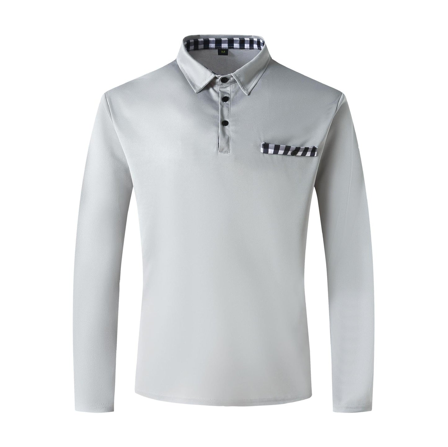 Herren Polohemd Langarm Modern Karostreifen Elegante Optik