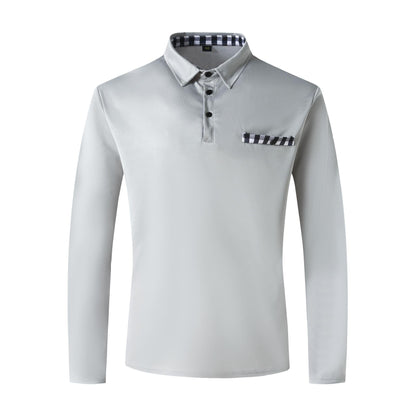 Herren Polohemd Langarm Modern Karostreifen Elegante Optik