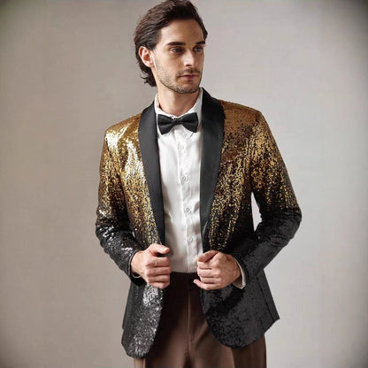 Herren Blazer Glitter Paillettenjacke Elegant
