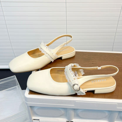 Damen Ballerinas Slingback Spitze Komfort Schuhe
