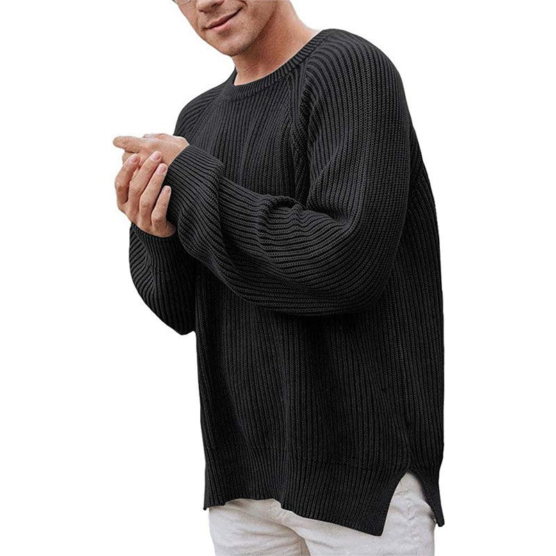 Herren Pullover Grobstrick Lässig Mit Schlitzen