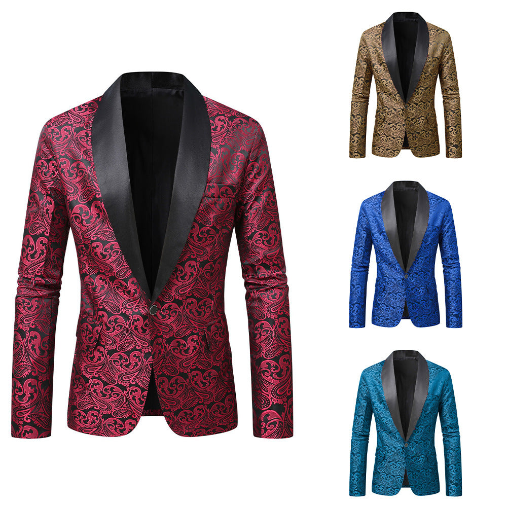 Herren Blazer Elegant Pailletten Paisley Muster Schwarz - BerlinGlamour