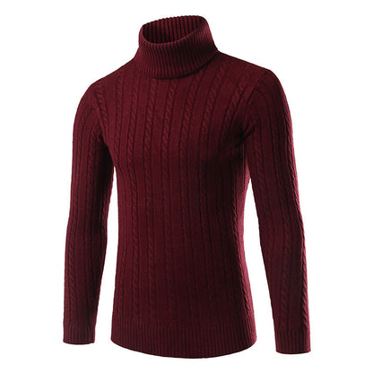 Herren Rollkragenpullover Zopfmuster Eleganz Schwarz