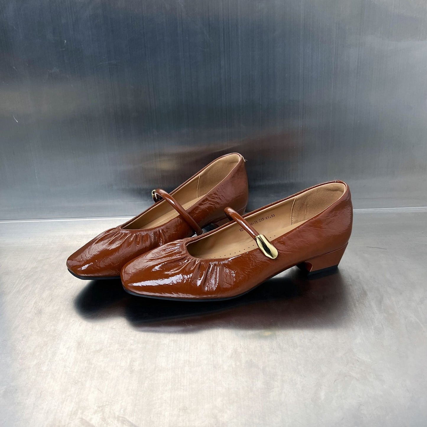 Elegante Damen Ballerinas Schuhe Glanzfinish Metallic