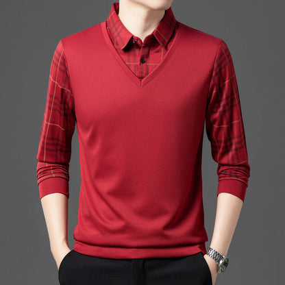 Herren Pullover Eleganter V-Ausschnitt Strukturierte Ärmel