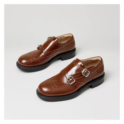 Damen Schuhe Doppelmonk Elegante Perforiert Schwarz
