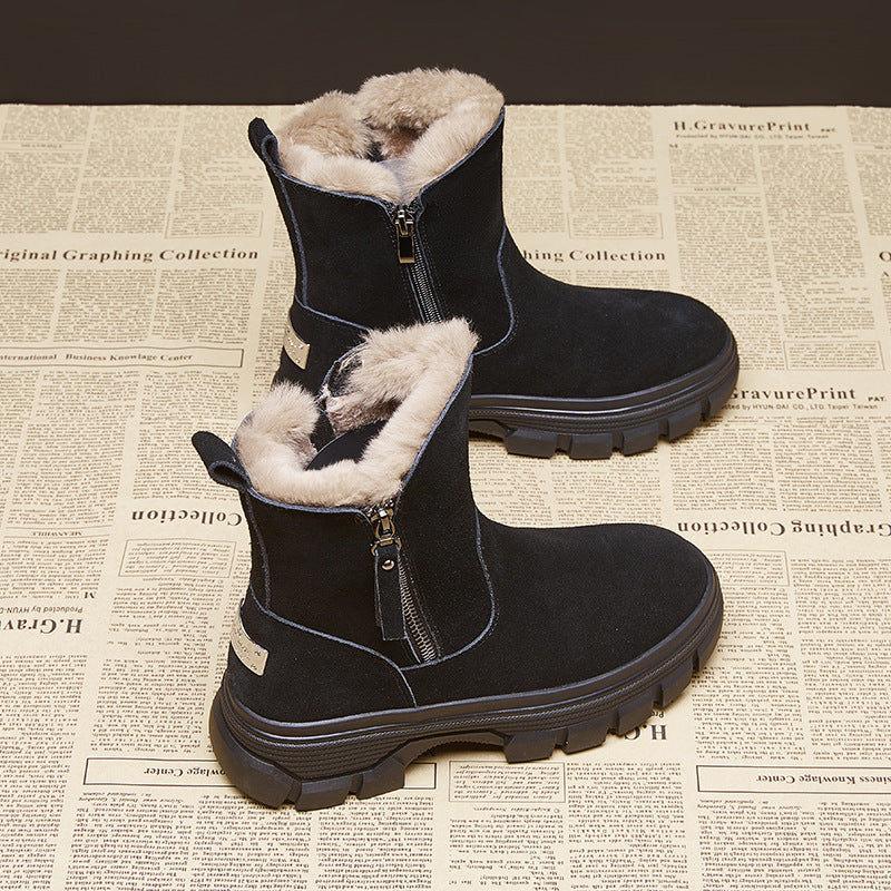 Damen Winterstiefel Warm Isoliert Robust mit Reißverschluss