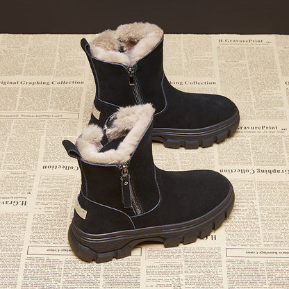 Damen Winterstiefel Warm Isoliert Robust mit Reißverschluss
