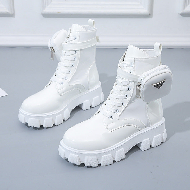 Damen Stiefel High-Top Robust Reißverschluss Schwarz