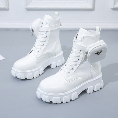 Damen Stiefel High-Top Robust Reißverschluss Schwarz