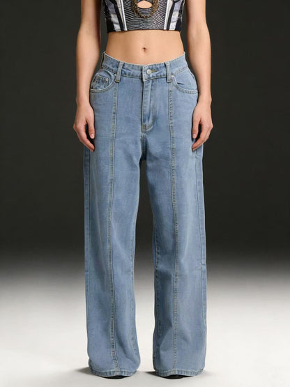 Weite Damen High-Waist Jeans Klassisch Bequem