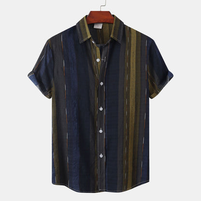 Herren Kurzarmhemd Modern Streifen Hemd Sommer