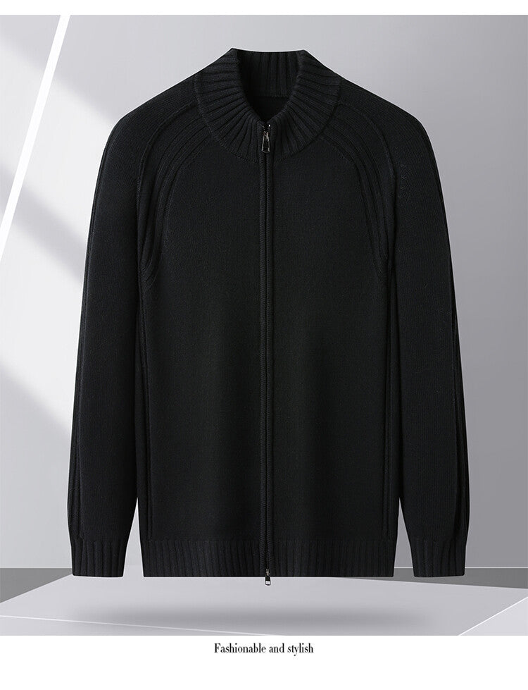 Herren Strickjacke Reißverschluss Kragen Hoch Modern