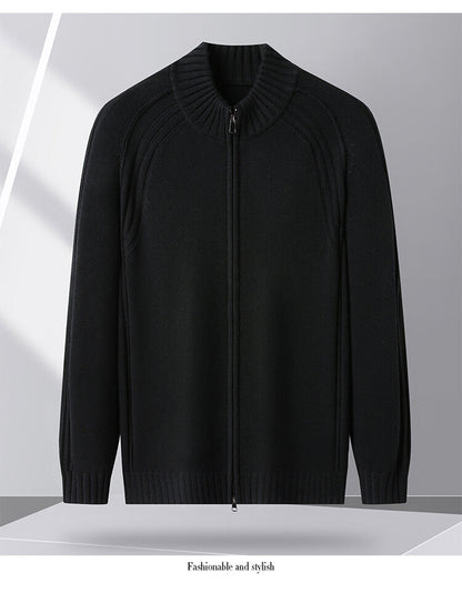 Herren Strickjacke Reißverschluss Kragen Hoch Modern