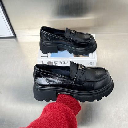 Damen Clogs Modisch Glänzend Ledersohle Hoch