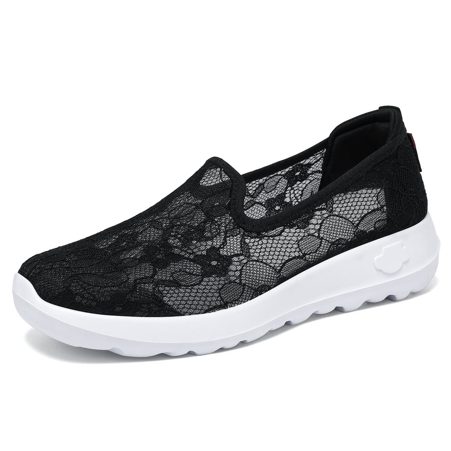 Damen Slip-On Schuhe Blumen Spitze Freizeit