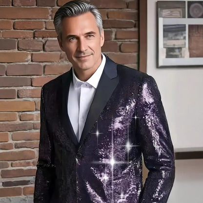 Herren Blazer Glitzer Pailletten Modern Elegant