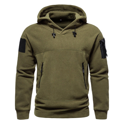 Herren Fleece Hoodie mit Reißverschlusstaschen Sportlich Modern