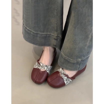 Damen Ballerinas aus Leder mit Blumenmuster Damen Schuhe