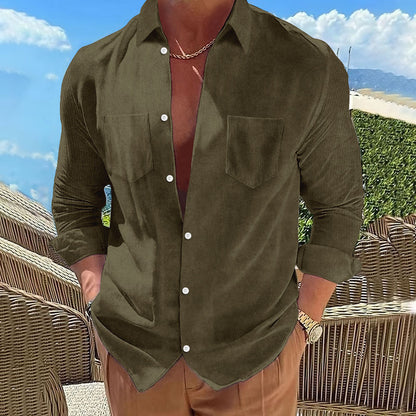 Herren Kord Bluse Modern Trendig Elegant - BerlinGlamour