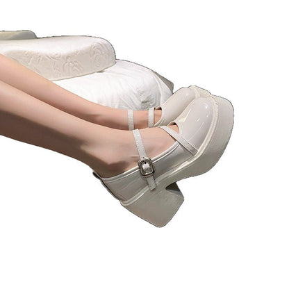 Damen Plateau Pumps Hoch mit Riemen und Absatz