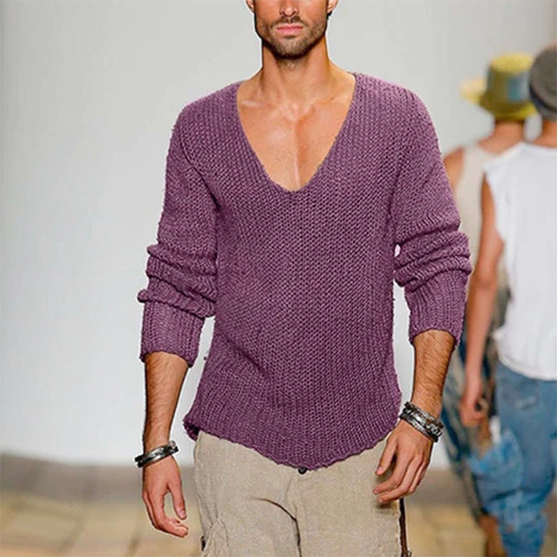 Herren Strickpullover Lässig V-Ausschnitt Bequem