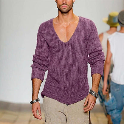 Herren Strickpullover Lässig V-Ausschnitt Bequem