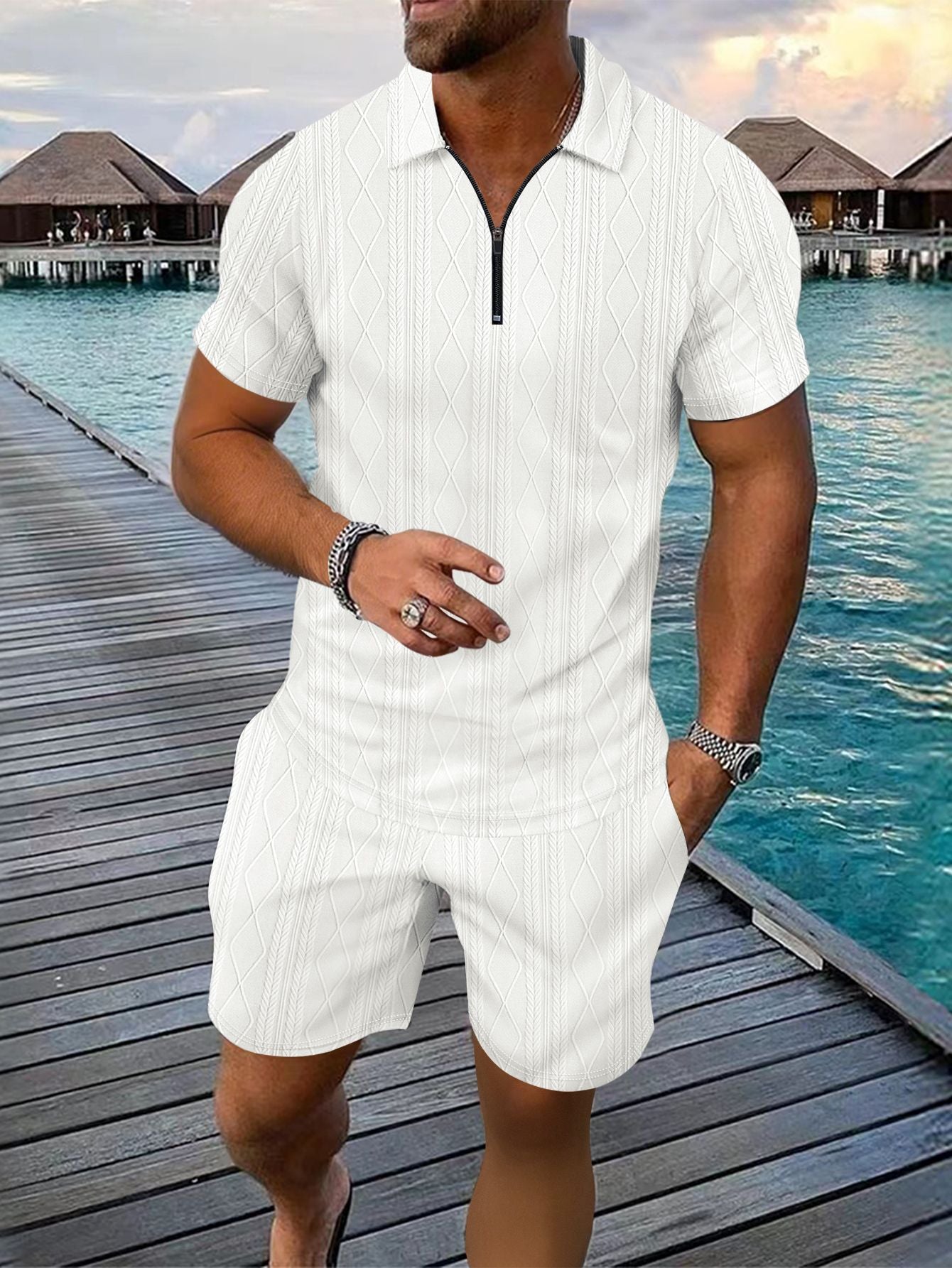 Herren Anzug Reißverschluss Freizeitanzug Modern
