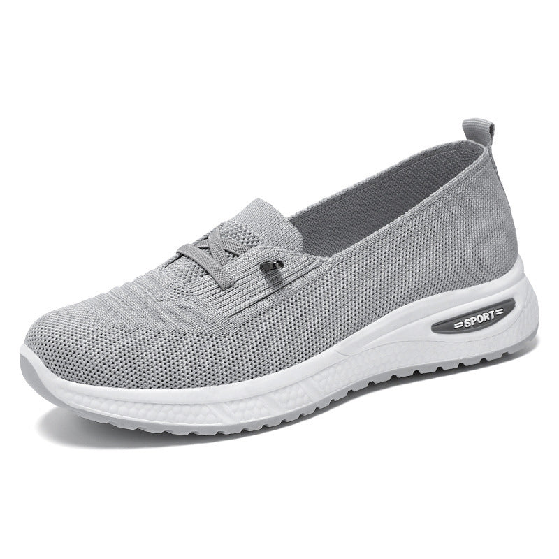 Damen Sportschuhe Bequem Atmungsaktiv Slip-On Schuhe Damenweiß