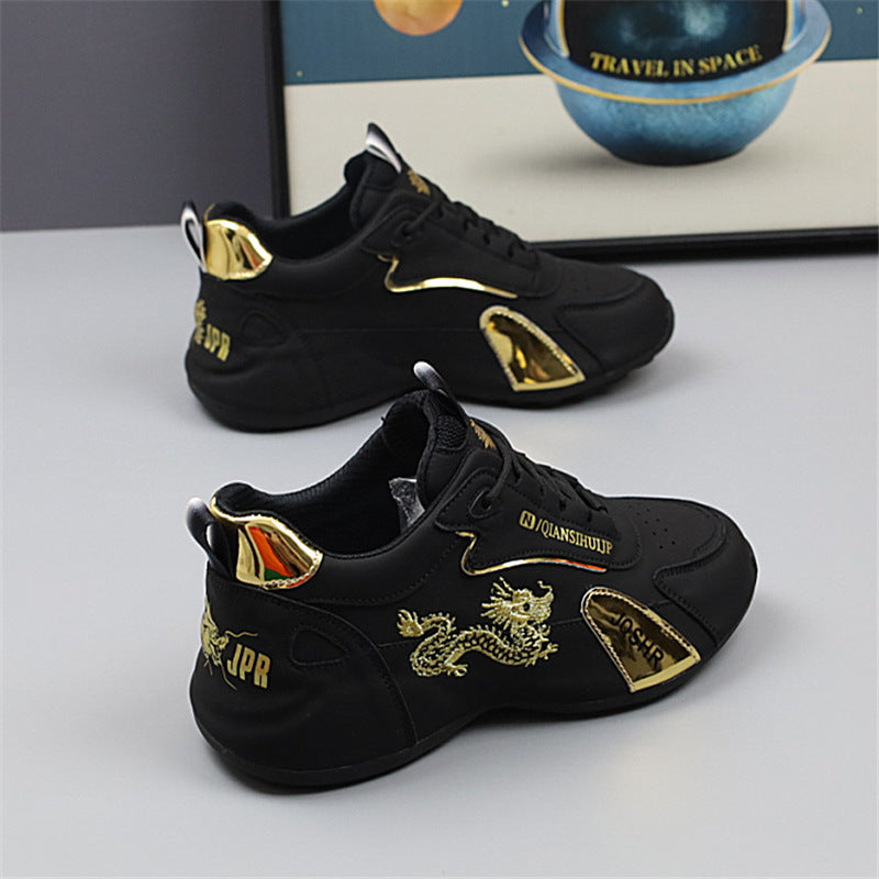 Herren Sneaker Sportlich Gold Dekoriert Drachen Design