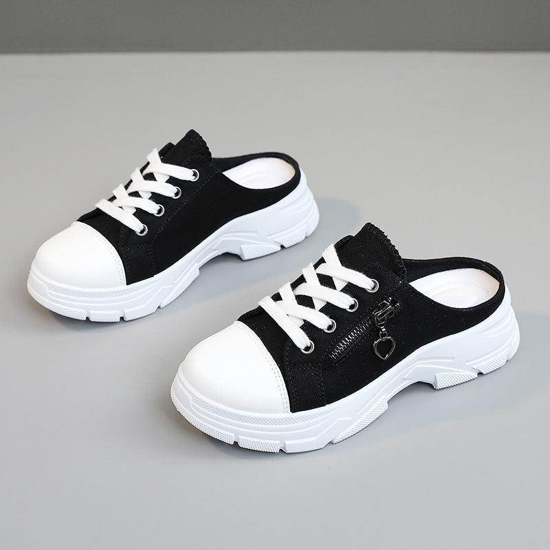 Damen Sneaker Slip-On Bequem Reißverschluss Schwarz