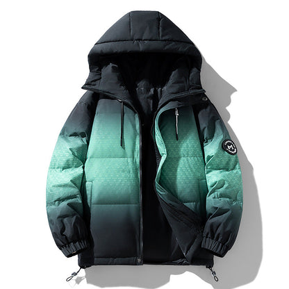 Herren Winterjacke Isoliert Wärme Schwarz Modern