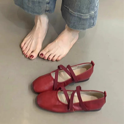 Damen Ballerinas Bequem Komfort Riemen Schuhe - BerlinGlamour